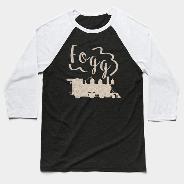 Around the World in 80 Days Train Baseball T-Shirt by MandyE